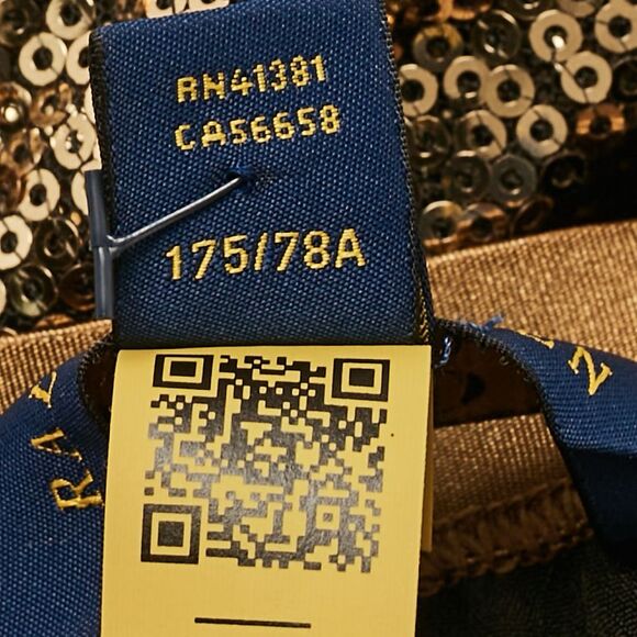 Polo Ralph Lauren Gold Sequin Plisse Midi Skirt Xl - Picture 5 of 6